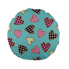 Seamless Pattern With Heart Shaped Cookies With Sugar Icing Standard 15  Premium Flano Round Cushions by Vaneshart