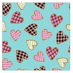 Seamless Pattern With Heart Shaped Cookies With Sugar Icing Large Satin Scarf (square) by Vaneshart