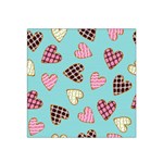 Seamless pattern with heart shaped cookies with sugar icing Satin Bandana Scarf Front