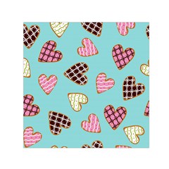 Seamless Pattern With Heart Shaped Cookies With Sugar Icing Small Satin Scarf (square) by Vaneshart