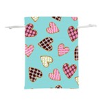 Seamless pattern with heart shaped cookies with sugar icing Lightweight Drawstring Pouch (L) Front