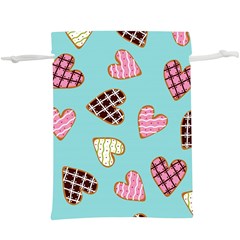 Seamless Pattern With Heart Shaped Cookies With Sugar Icing  Lightweight Drawstring Pouch (xl) by Vaneshart