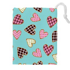 Seamless Pattern With Heart Shaped Cookies With Sugar Icing Drawstring Pouch (4xl) by Vaneshart