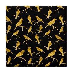 Background With Golden Birds Tile Coaster by Vaneshart