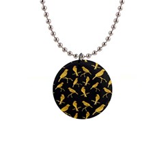 Background With Golden Birds 1  Button Necklace by Vaneshart