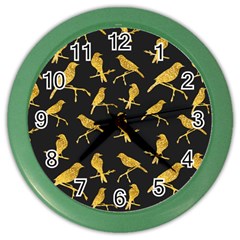 Background With Golden Birds Color Wall Clock by Vaneshart