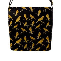 Background With Golden Birds Flap Closure Messenger Bag (l) by Vaneshart