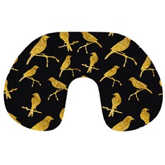 Background With Golden Birds Travel Neck Pillow by Vaneshart