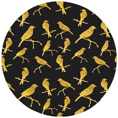 Background With Golden Birds Wooden Puzzle Round by Vaneshart