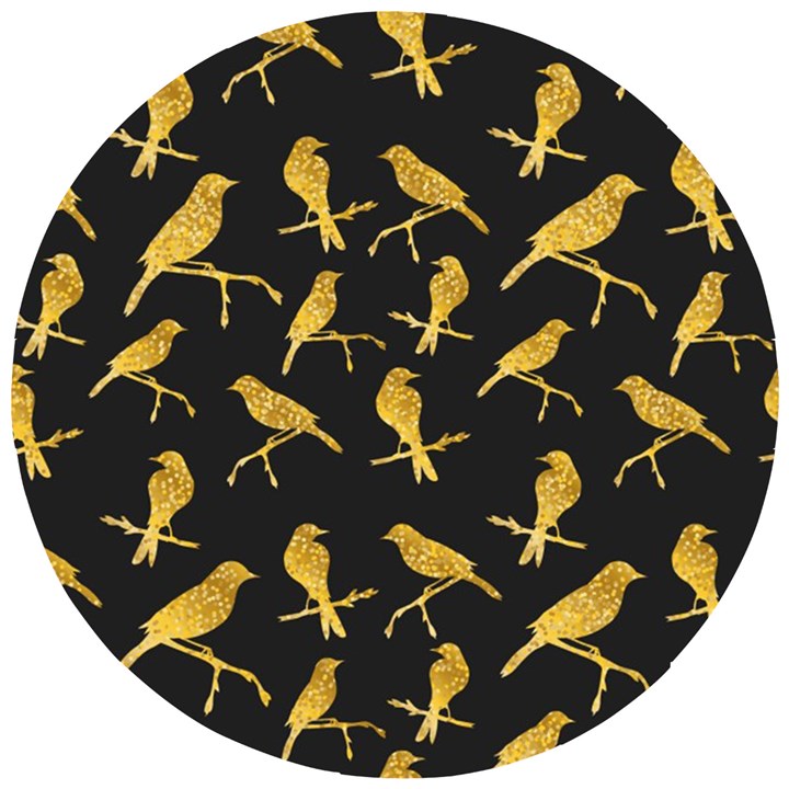 Background with golden birds Wooden Puzzle Round