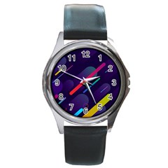 Colorful-abstract-background Round Metal Watch by Vaneshart