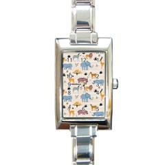 Wild animals seamless pattern Rectangle Italian Charm Watch