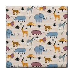 Wild animals seamless pattern Tile Coaster