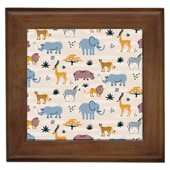 Wild animals seamless pattern Framed Tile