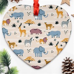 Wild animals seamless pattern Ornament (Heart)