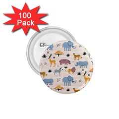 Wild animals seamless pattern 1.75  Buttons (100 pack) 