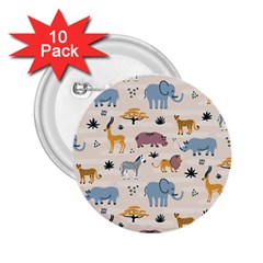 Wild animals seamless pattern 2.25  Buttons (10 pack) 