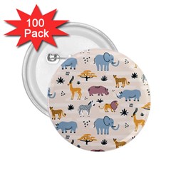 Wild animals seamless pattern 2.25  Buttons (100 pack) 