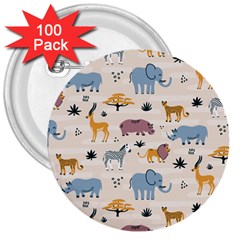 Wild animals seamless pattern 3  Buttons (100 pack) 