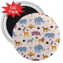 Wild animals seamless pattern 3  Magnets (100 pack)