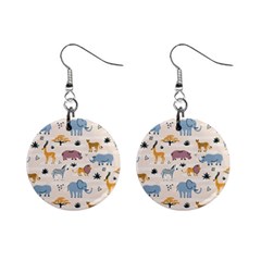 Wild animals seamless pattern Mini Button Earrings