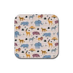 Wild animals seamless pattern Rubber Coaster (Square) 