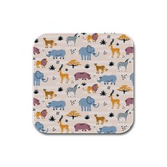 Wild animals seamless pattern Rubber Square Coaster (4 pack) 