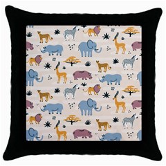 Wild animals seamless pattern Throw Pillow Case (Black)