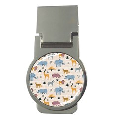 Wild animals seamless pattern Money Clips (Round) 