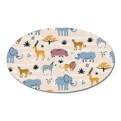 Wild animals seamless pattern Oval Magnet