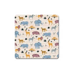 Wild animals seamless pattern Square Magnet