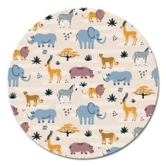 Wild animals seamless pattern Magnet 5  (Round)