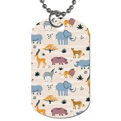 Wild Animals Seamless Pattern Dog Tag (one Side) by Vaneshart