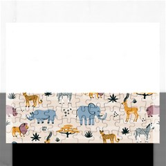 Wild animals seamless pattern Rectangular Jigsaw Puzzl