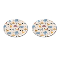 Wild animals seamless pattern Cufflinks (Oval)