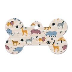 Wild animals seamless pattern Dog Tag Bone (Two Sides)