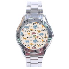 Wild animals seamless pattern Stainless Steel Analogue Watch