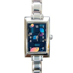 Gradient Geometric Shapes Dark Background Rectangle Italian Charm Watch by Vaneshart