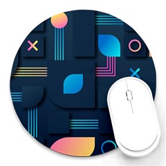 Gradient Geometric Shapes Dark Background Round Mousepads by Vaneshart