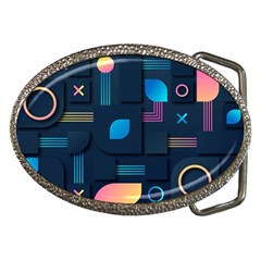 Gradient Geometric Shapes Dark Background Belt Buckles by Vaneshart