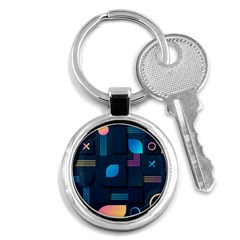 Gradient Geometric Shapes Dark Background Key Chain (round) by Vaneshart