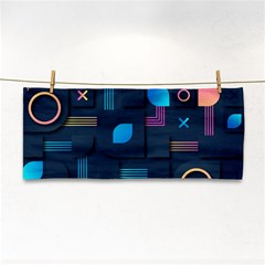 Gradient Geometric Shapes Dark Background Hand Towel by Vaneshart