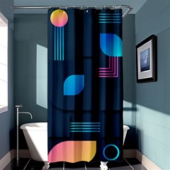 Gradient Geometric Shapes Dark Background Shower Curtain 36  X 72  (stall)  by Vaneshart