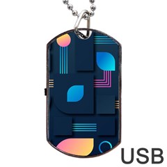 Gradient Geometric Shapes Dark Background Dog Tag Usb Flash (two Sides) by Vaneshart