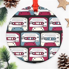 Music Symbols Rock Music Seamless Pattern Ornament (round) by Vaneshart