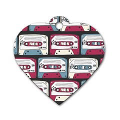 Music Symbols Rock Music Seamless Pattern Dog Tag Heart (one Side) by Vaneshart