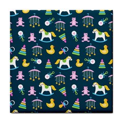 Cute Babies Toys Seamless Pattern Tile Coaster by Vaneshart