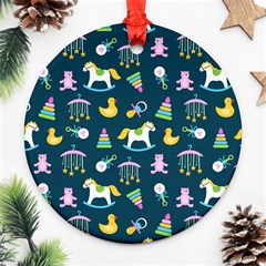 Cute Babies Toys Seamless Pattern Ornament (round) by Vaneshart