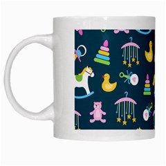 Cute Babies Toys Seamless Pattern White Mugs by Vaneshart