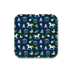 Cute Babies Toys Seamless Pattern Rubber Square Coaster (4 Pack)  by Vaneshart